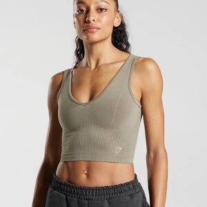 Gymshark Rest Day Bra Olive tan oat Crop Top